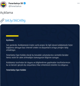 Fenerbahçe’den Kripto Paralarla Ilgili Bir Açıklamada Geldi.
