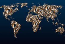 Depositphotos 269392412 Stock Illustration World Map Of Golden Bitcoins