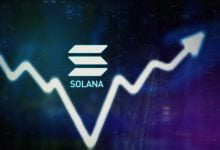 Close Up Of Upward Arrow And Solana Symbol With Virtual Screen Background Stockpack Deposit Photos Scaled 1