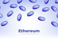 Ethereum Coins Falling From The Sky Eth Cryptocurrency Banner Vector