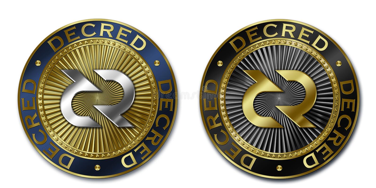 Original Luxury Illustration Cryptocurrency Gold Silver Coin Cryptocurrency Decred Coin 107048980